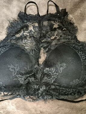 Black Lace High-Neck Bralette - Women Intimates